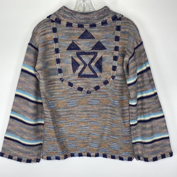 Vintage Kimlon Southwestern Striped Blue Orange Sweater Small - Picture 2 of 7